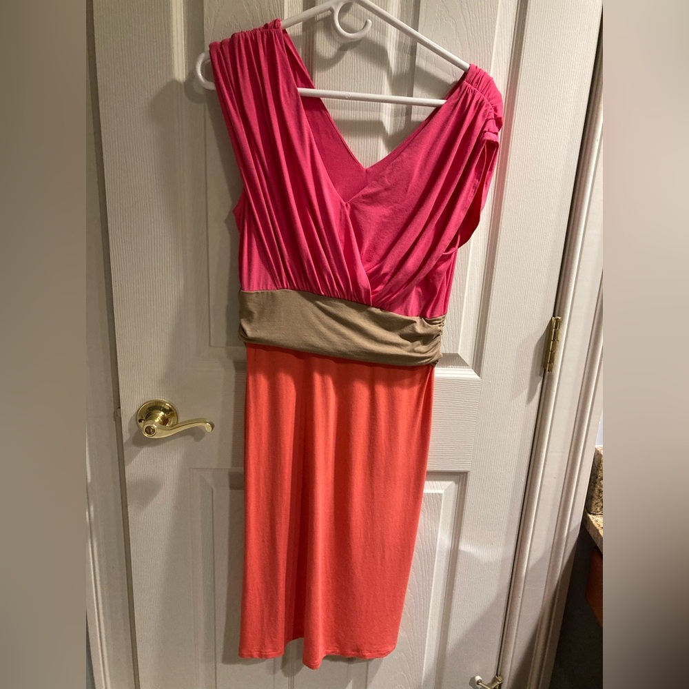 Tommy Bahama Pink and Orange Sleeveless Dress size m EUC - Picture 2 of 6